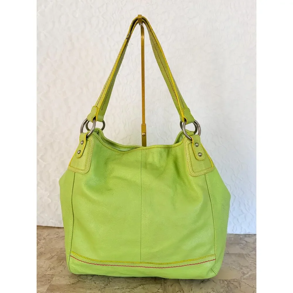 XL THE SAK Lime green pebble tote shoulder bag